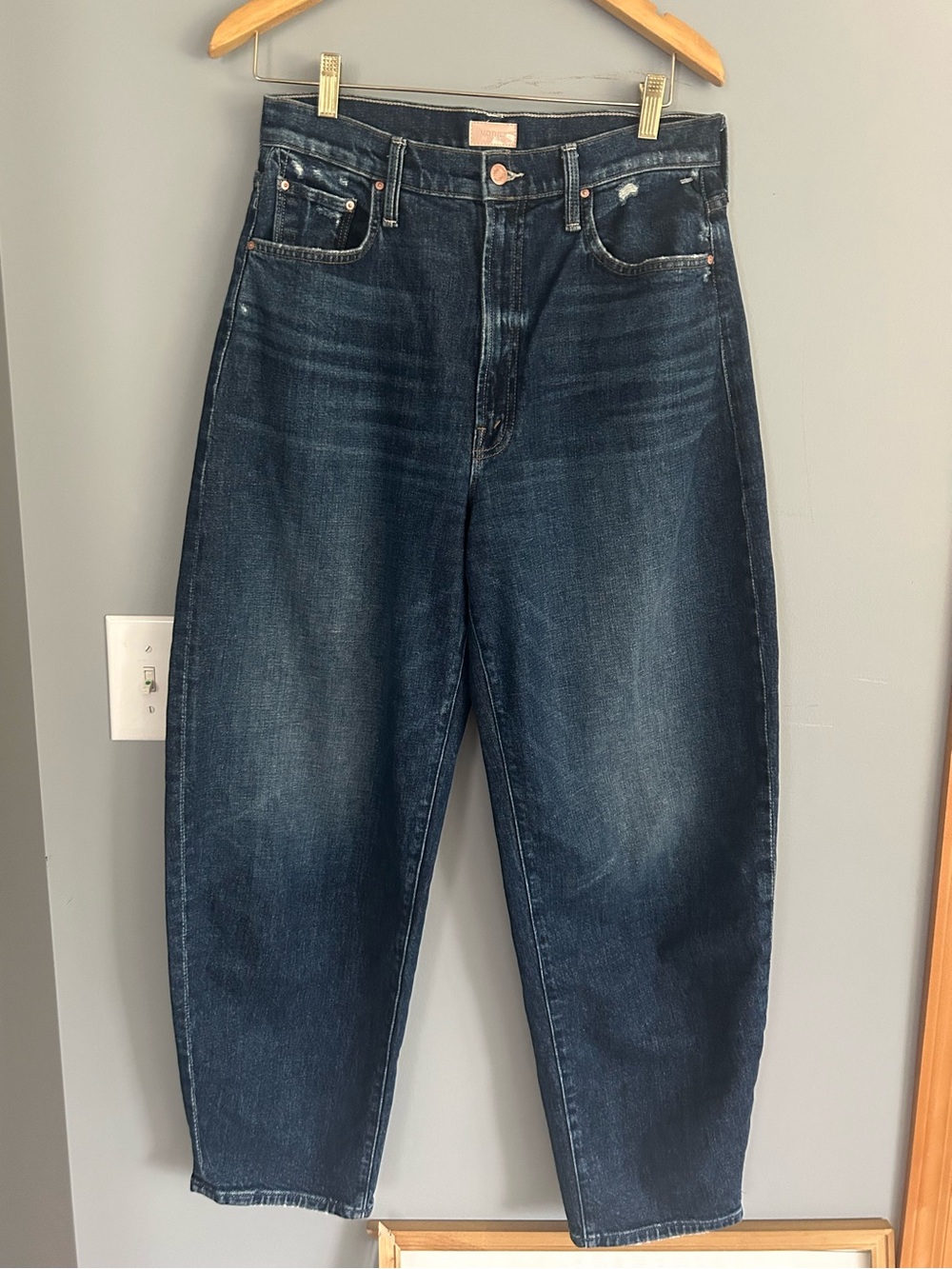 MOTHER Women's Jeans in Dark Blue Wash THE FANGIRL FLOOD - Picture 6 of 11